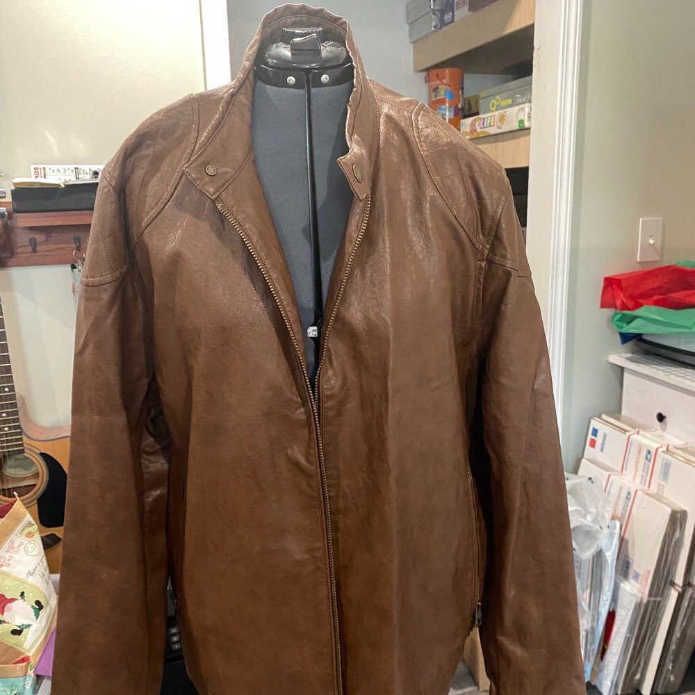 Guess Men's Faux Leather Jacket Size XXL